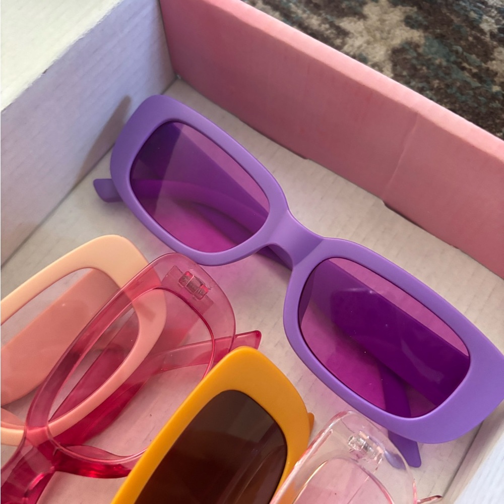 Colorful Rectangular Sunglasses Set - Picture 3 of 3